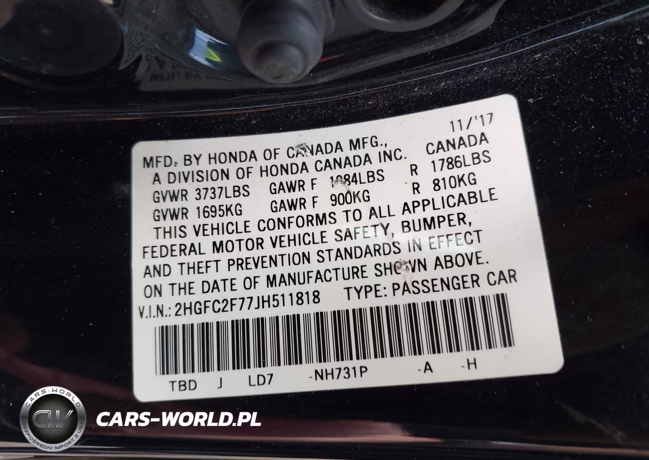 2018 Honda Civic Ex VIN:2HGFC2F77JH511818 - 9