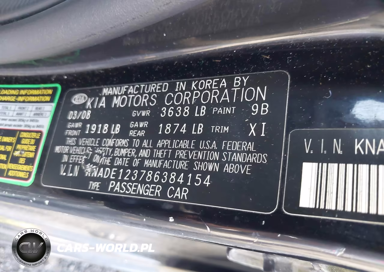 2008 Kia Rio Lx-Sx VIN:KNADE123786384154 - 9