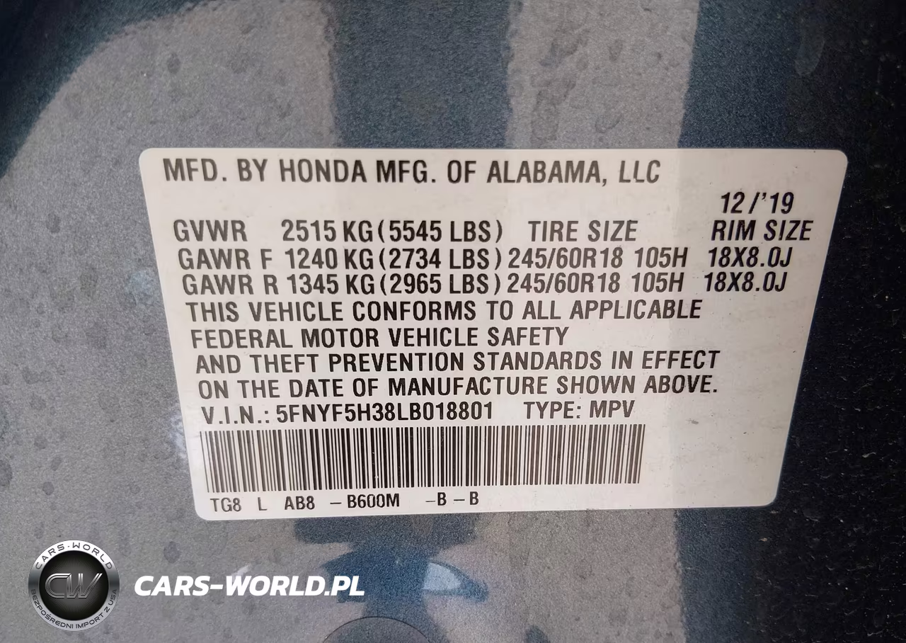 2020 Honda Pilot 2Wd Ex VIN:5FNYF5H38LB018801 - 9