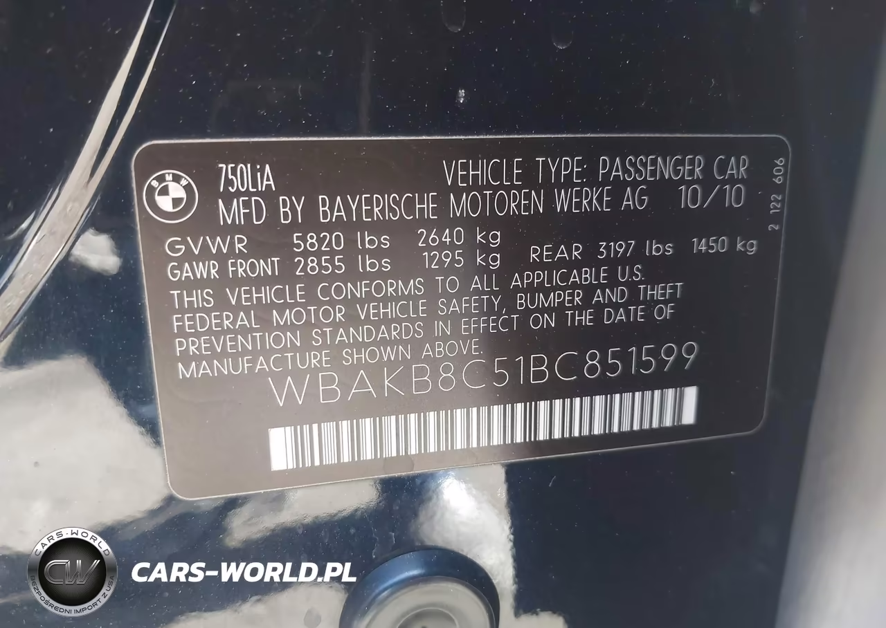 2011 BMW 750Li VIN:WBAKB8C51BC851599 - 9