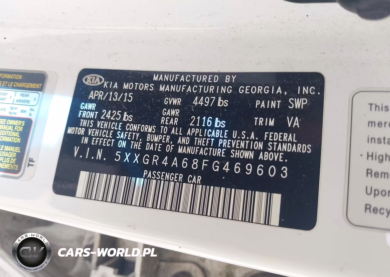 2015 Kia Optima Sx Turbo VIN:5XXGR4A68FG469603 - 6
