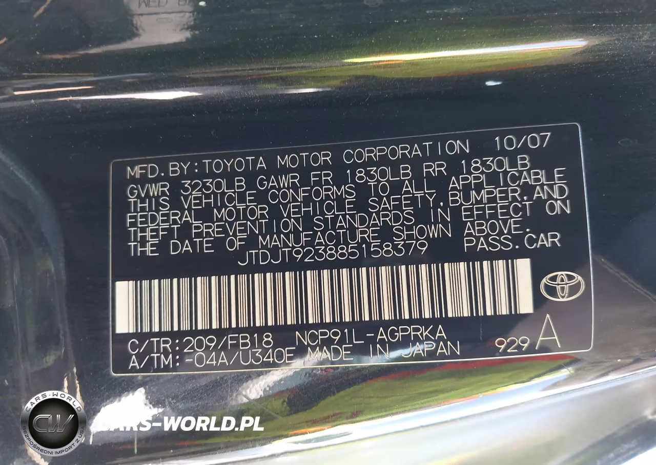 2008 Toyota Yaris VIN:JTDJT923885158379 - 9