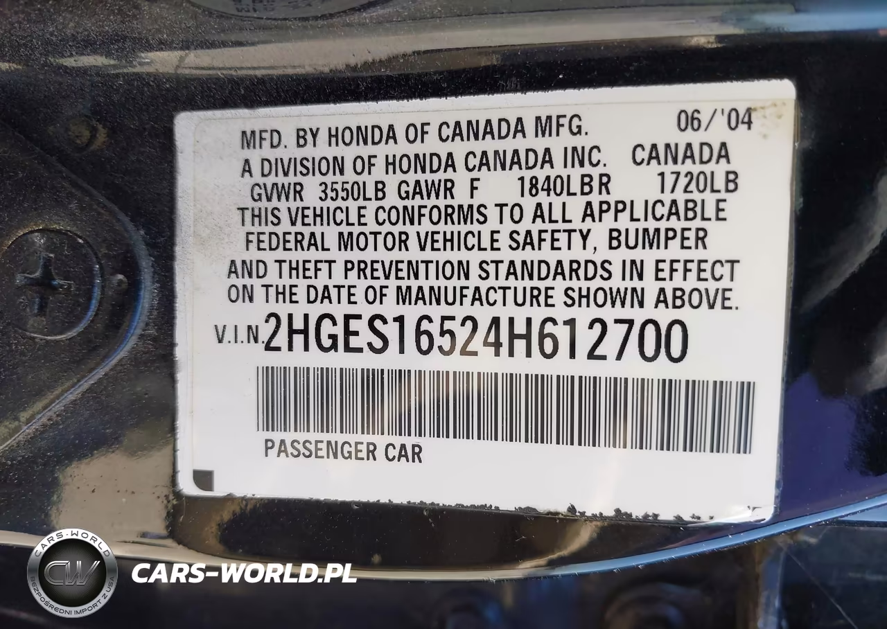 2004 Honda Civic Lx VIN:2HGES16524H612700 - 9