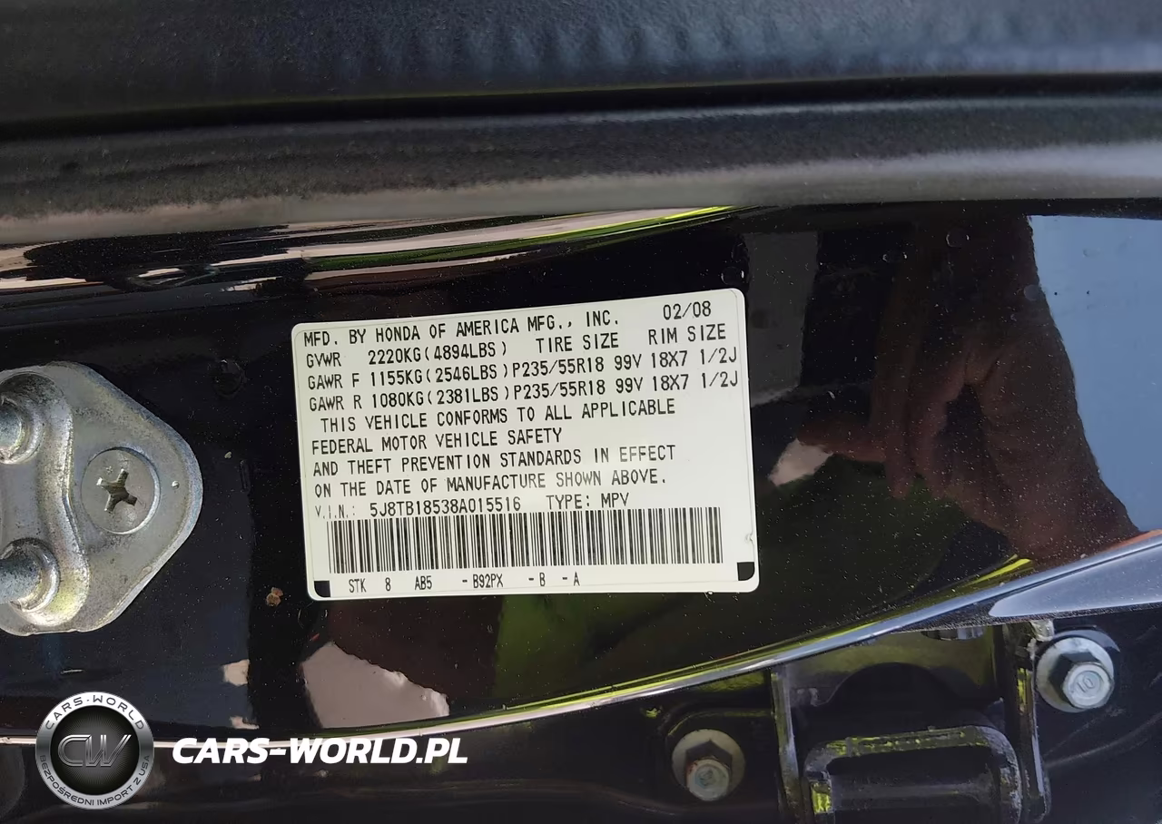 2008 Acura Rdx VIN:5J8TB18538A015516 - 9
