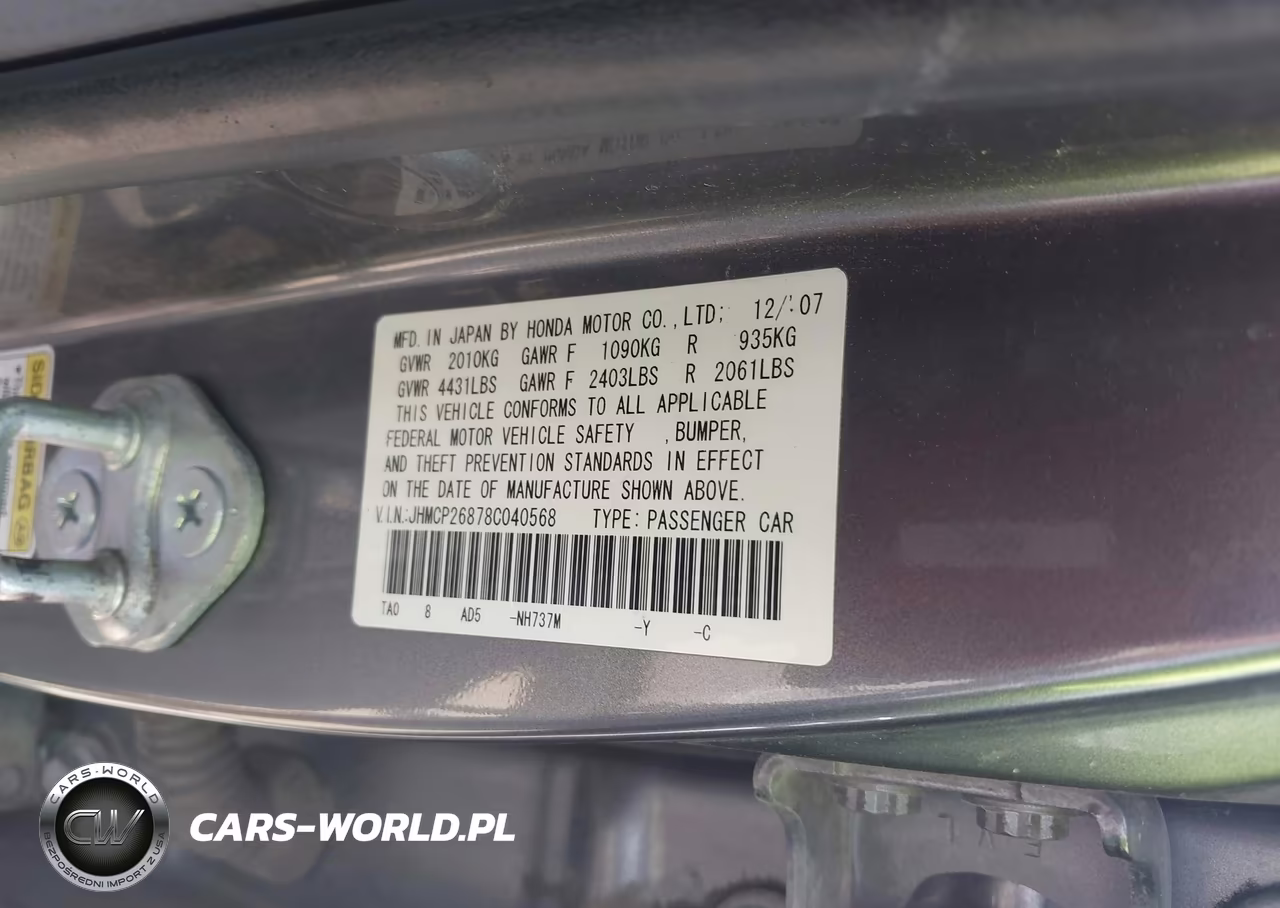 2008 Honda Accord 2.4 Ex-L VIN:JHMCP26878C040568 - 9