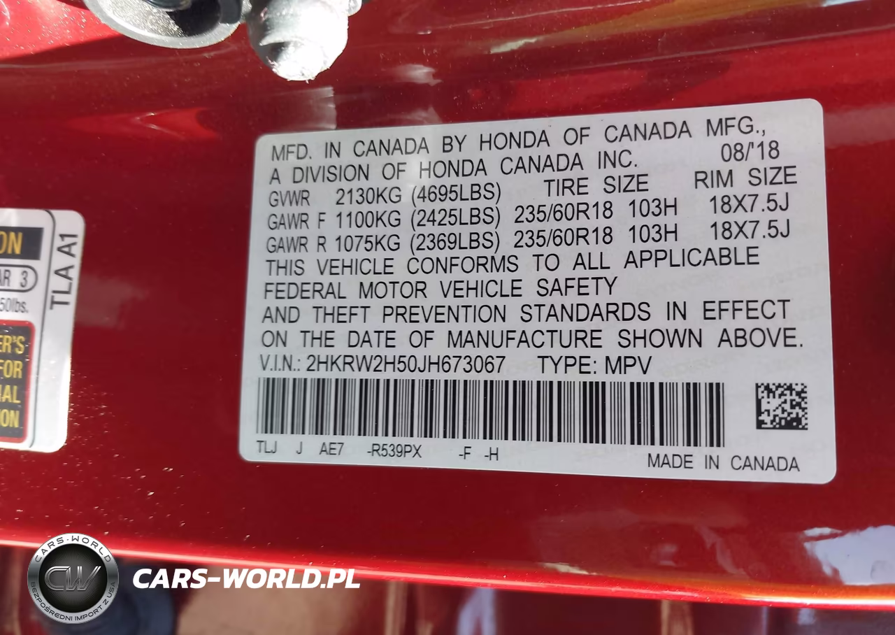 2018 Honda Cr-V Ex VIN:2HKRW2H50JH673067 - 9