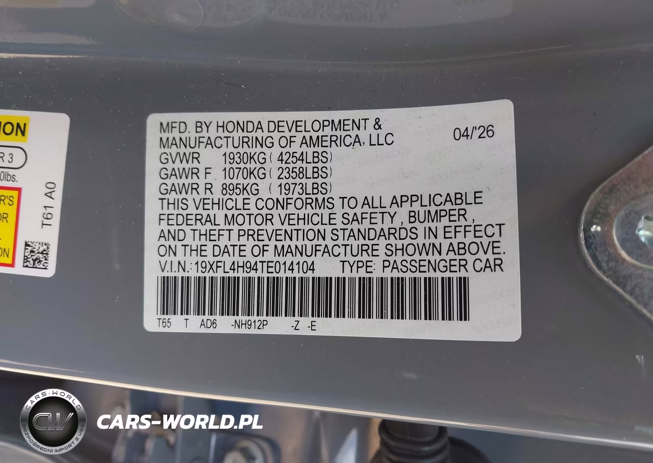 2026 Honda Civic Hybrid Sport Touring VIN:19XFL4H94TE014104 - 9