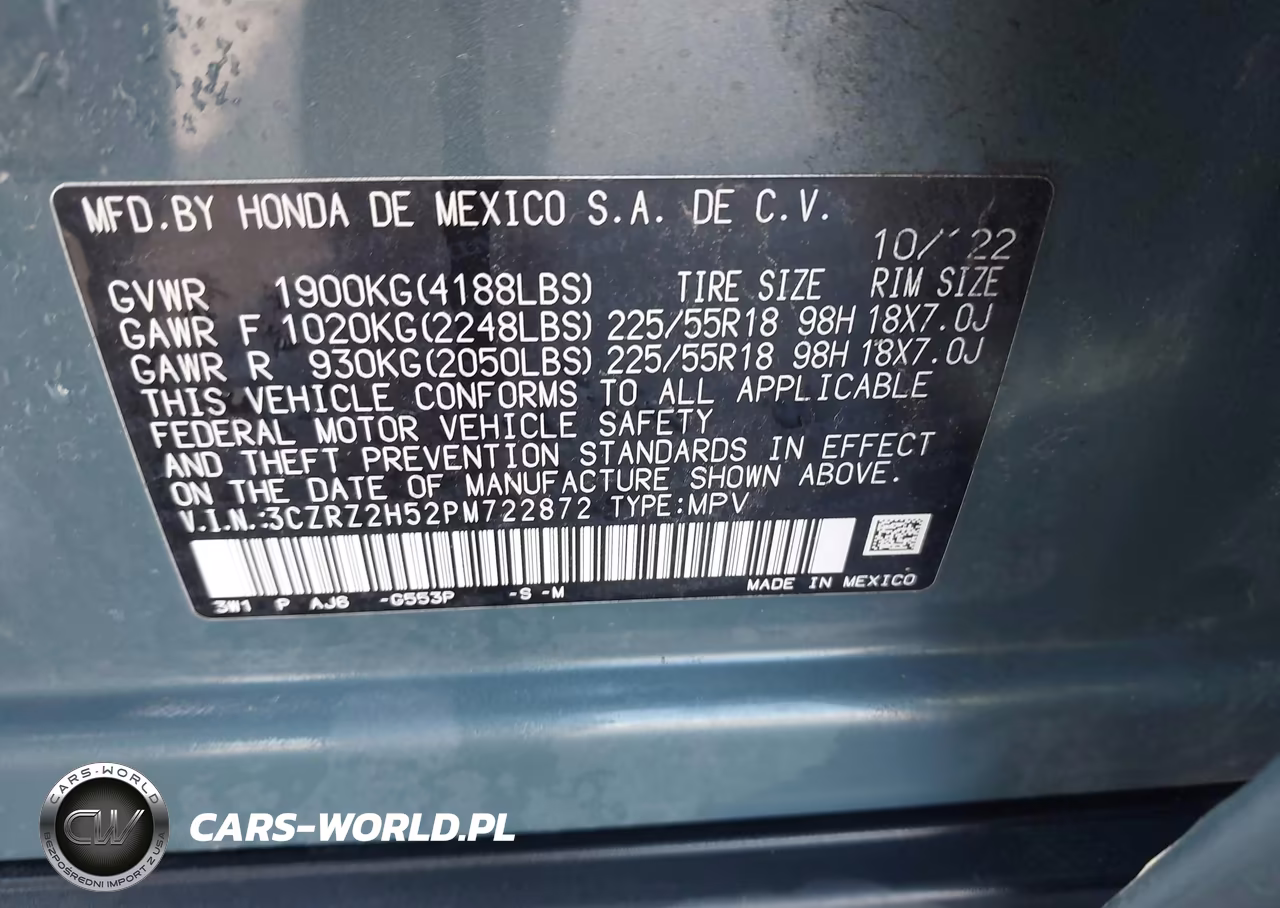 2023 Honda Hr-V Awd Sport VIN:3CZRZ2H52PM722872 - 9