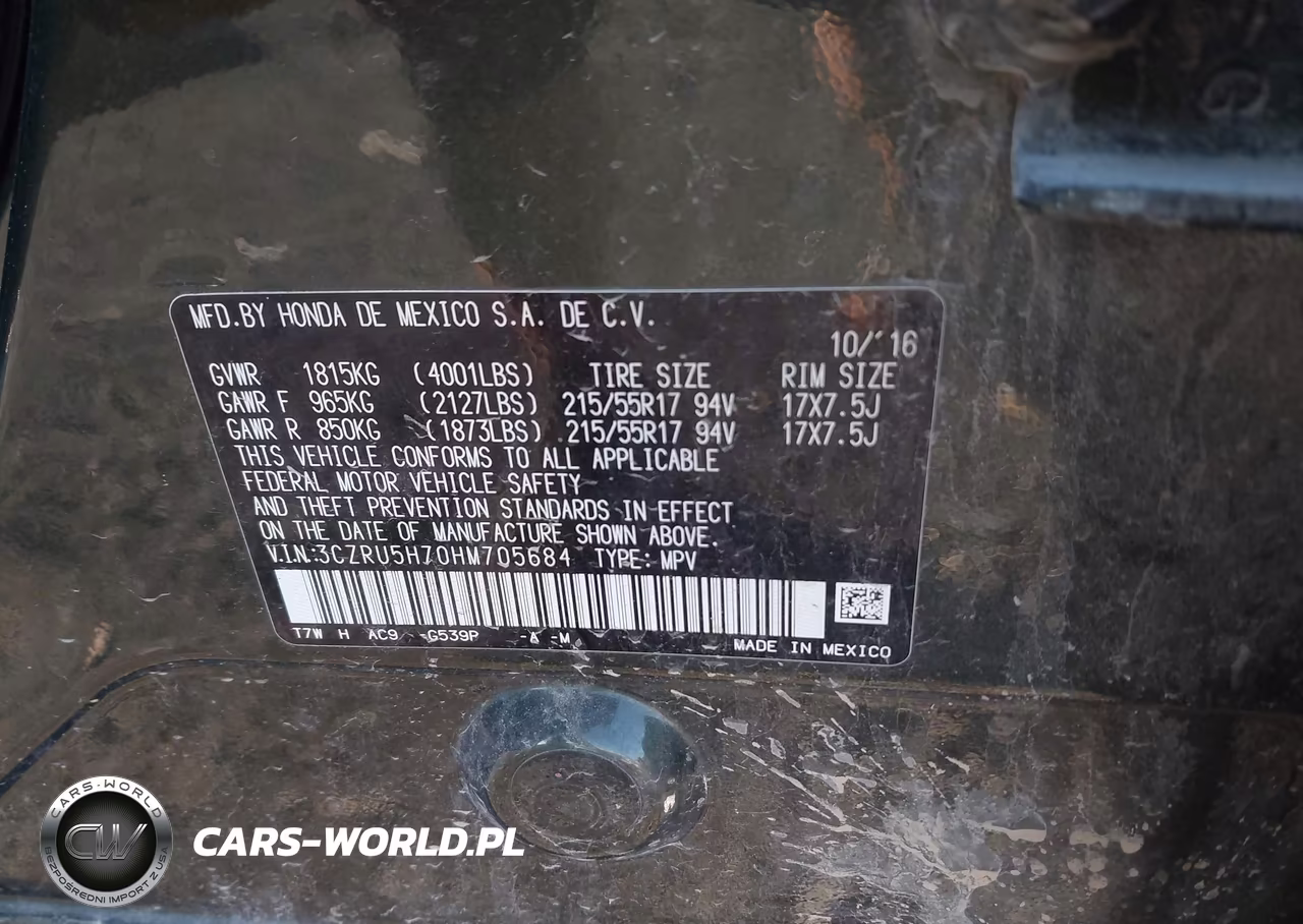 2017 Honda Hr-V Ex-L VIN:3CZRU5H70HM705684 - 9