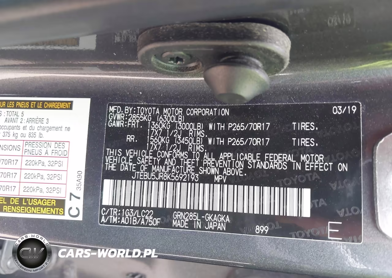 2019 Toyota 4Runner Trd Off-Road Premium VIN:JTEBU5JR8K5692193 - 9