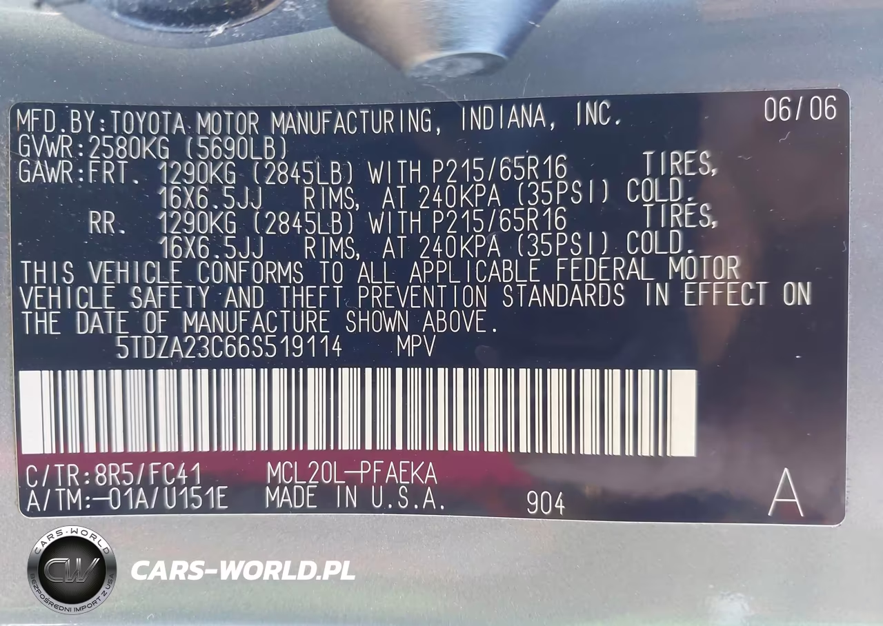 2006 Toyota Sienna Le VIN:5TDZA23C66S519114 - 9