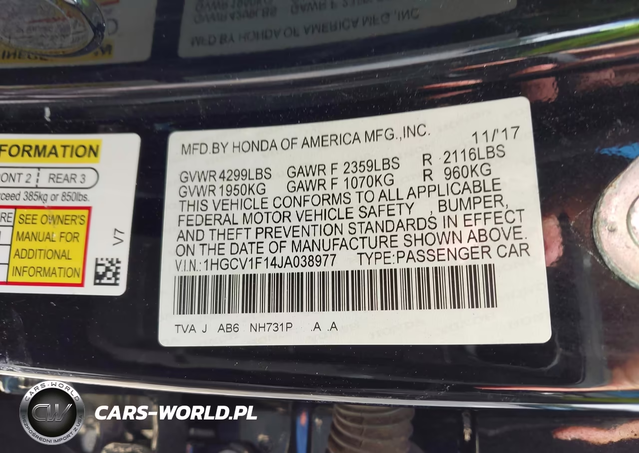 2018 Honda Accord Lx VIN:1HGCV1F14JA038977 - 9