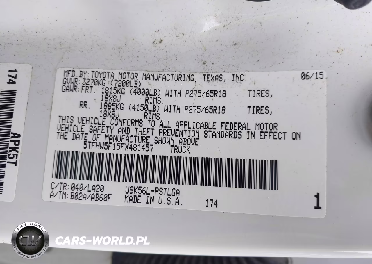 2015 Toyota Tundra Limited 5.7L V8 VIN:5TFHW5F15FX481457 - 9