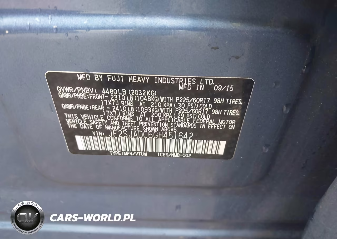 2016 Subaru Forester 2.5I Premium VIN:JF2SJADC6GH451642 - 9