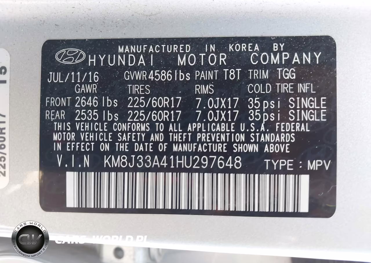 2017 Hyundai Tucson Se VIN:KM8J33A41HU297648 - 9