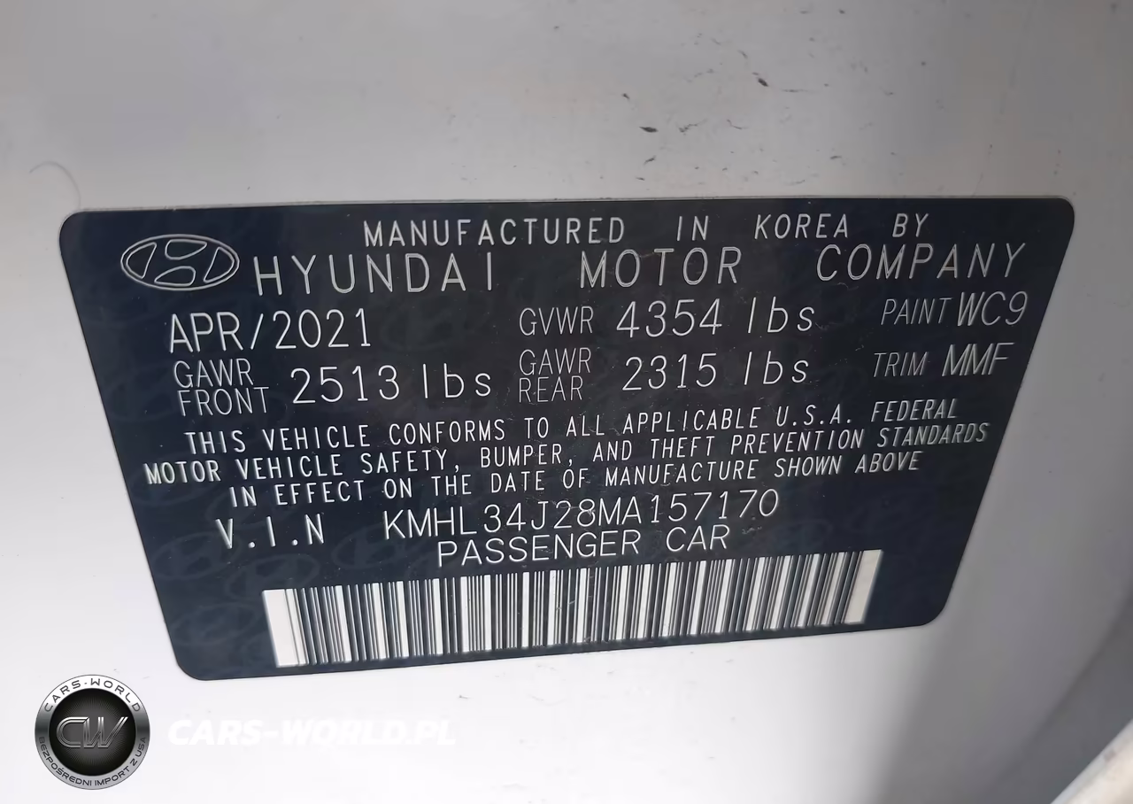 2021 Hyundai Sonata Limited VIN:KMHL34J28MA157170 - 9