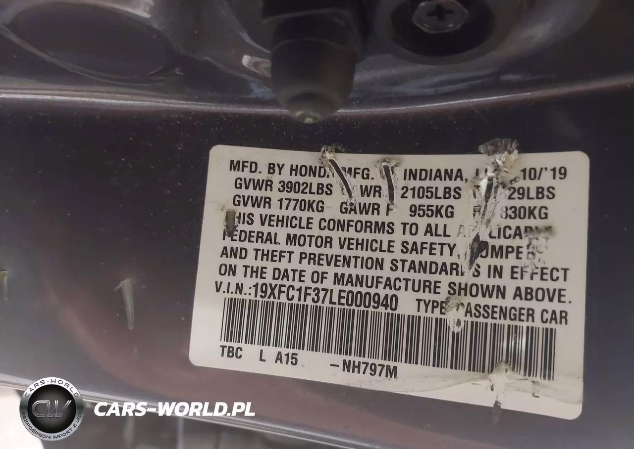 2020 Honda Civic Ex VIN:19XFC1F37LE000940 - 9