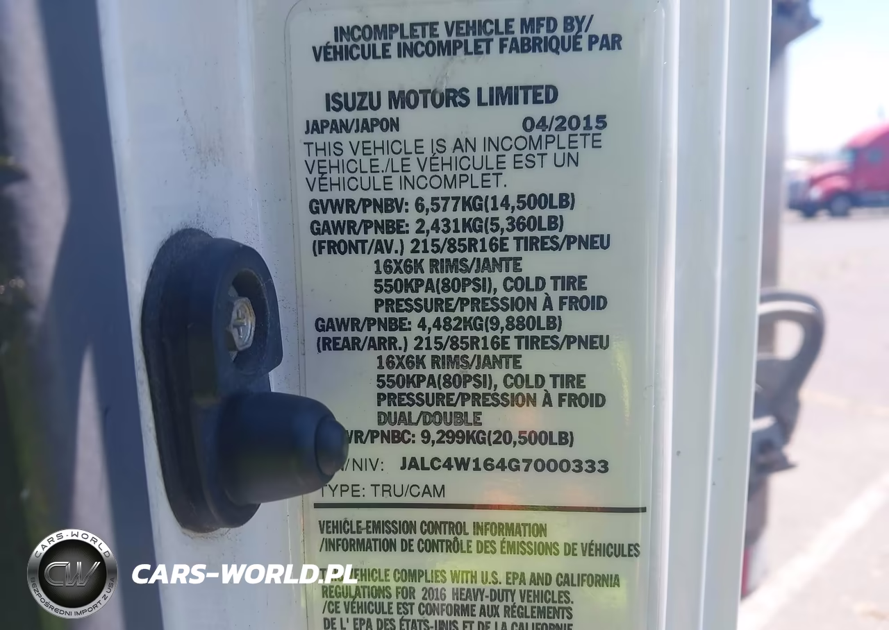 2016 Isuzu Npr Dsl Reg At VIN:JALC4W164G7000333 - 8