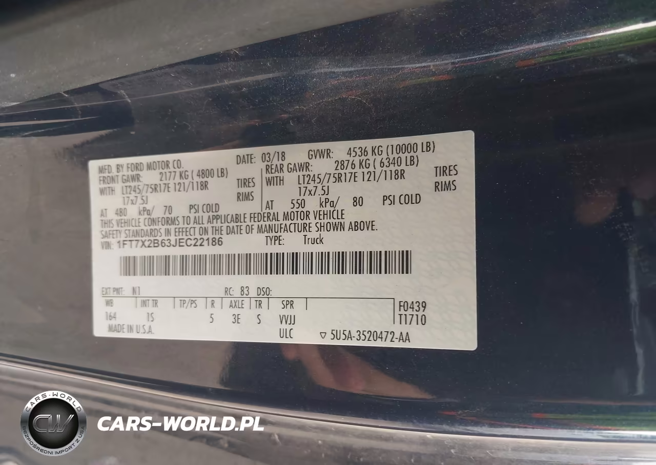 2018 Ford F-250 Xl VIN:1FT7X2B63JEC22186 - 9