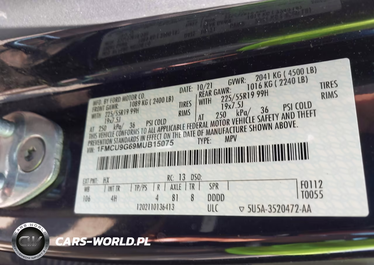 2021 Ford Escape Se VIN:1FMCU9G69MUB15075 - 9