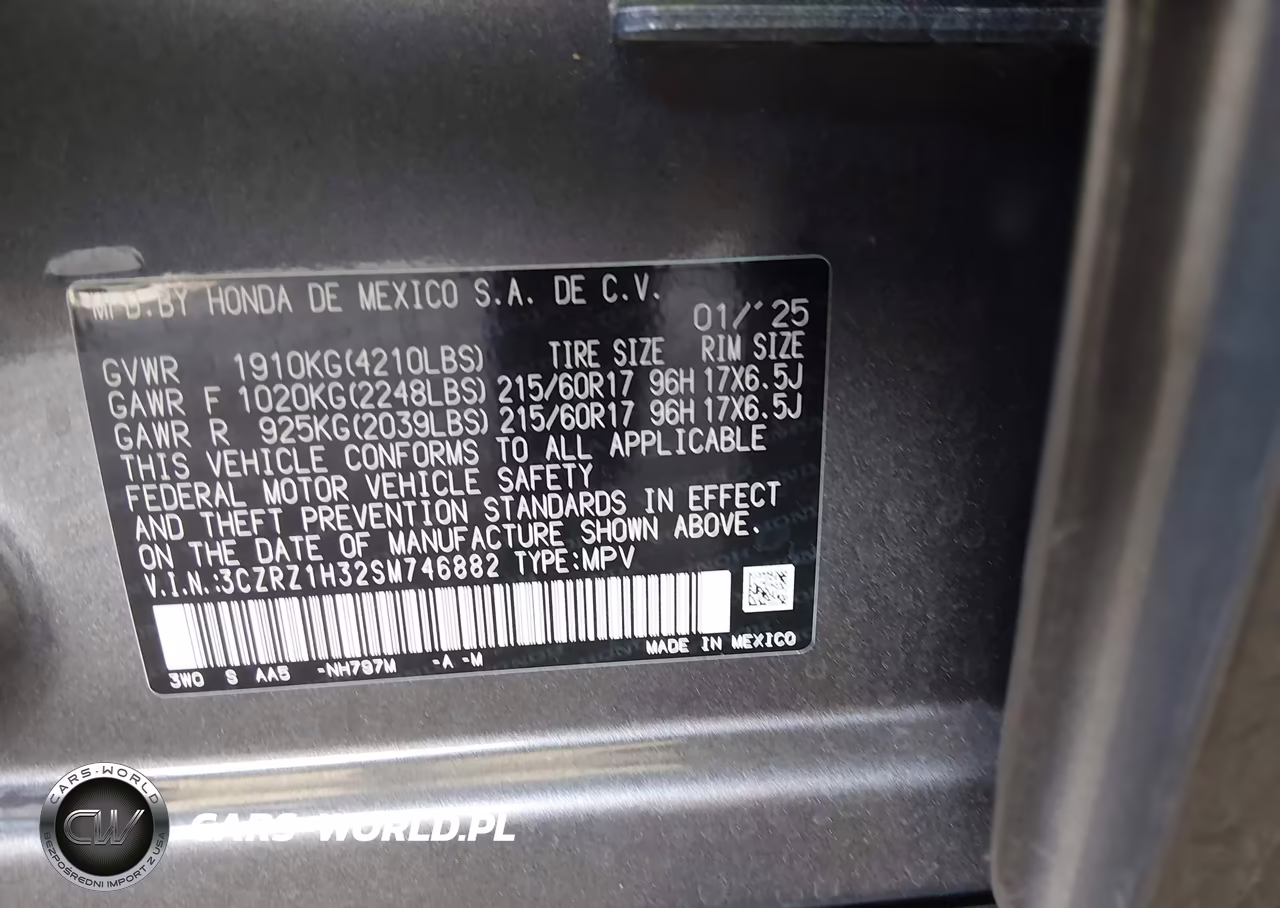 2025 Honda Hr-V 2Wd Lx VIN:3CZRZ1H32SM746882 - 9