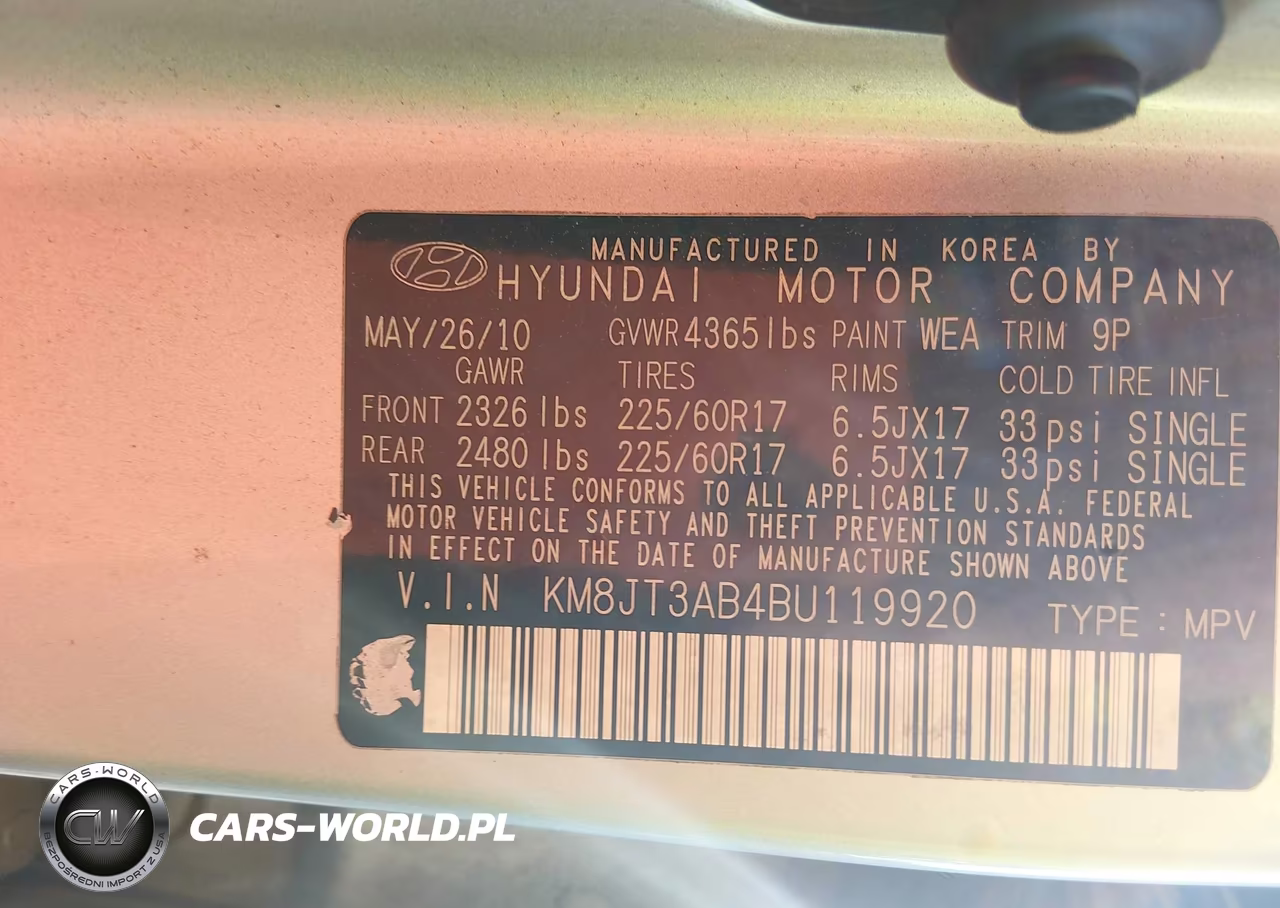 2011 Hyundai Tucson Gl VIN:KM8JT3AB4BU119920 - 9