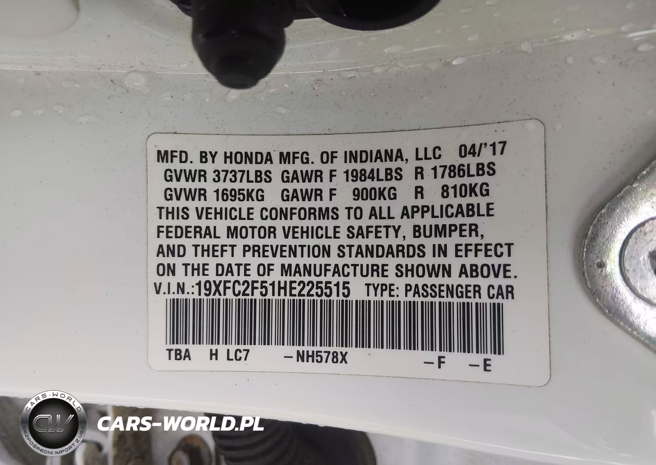 2017 Honda Civic Lx VIN:19XFC2F51HE225515 - 9