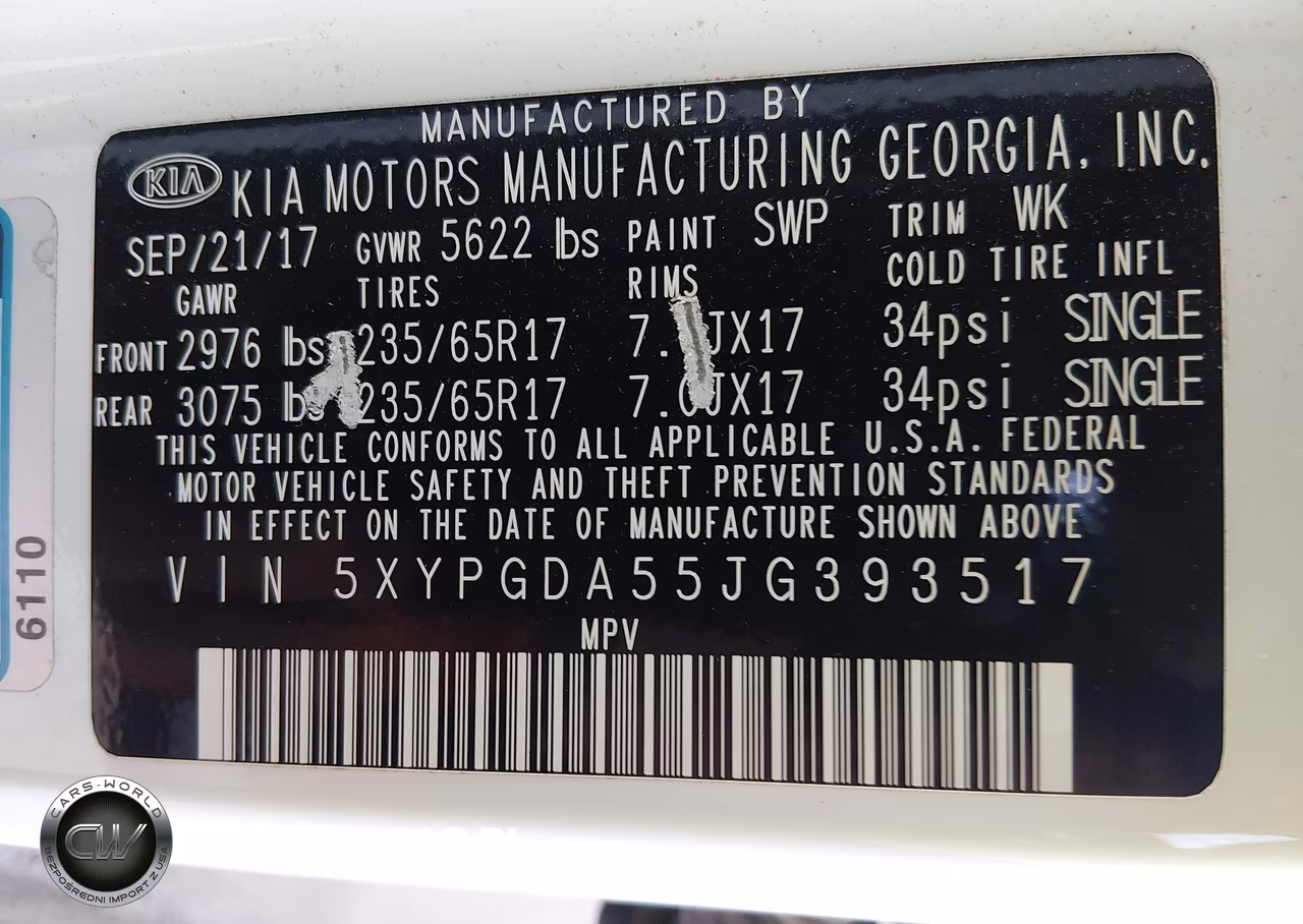 2018 Kia Sorento 3.3L Lx VIN:5XYPGDA55JG393517 - 9