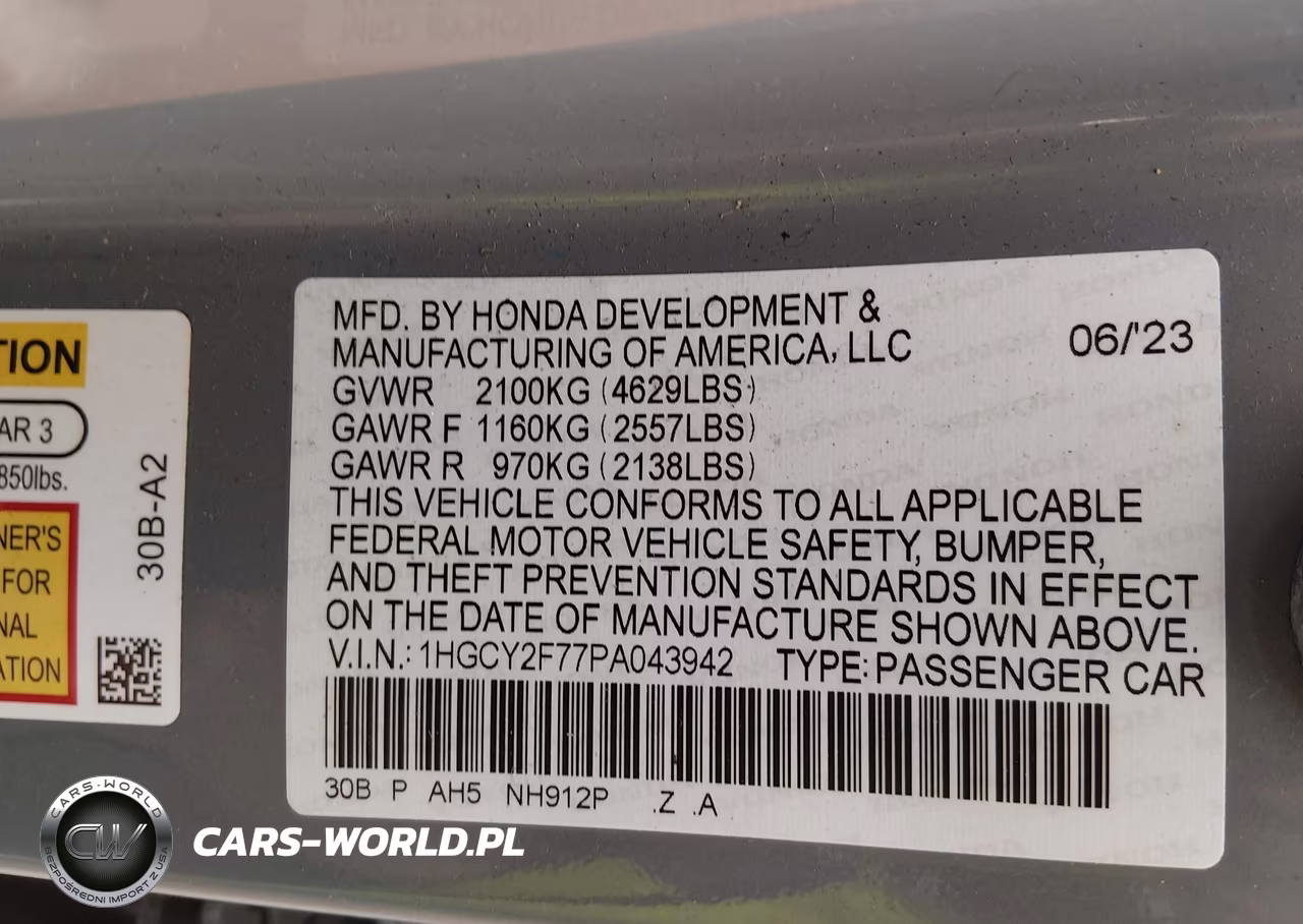 2023 Honda Accord Hybrid Sport-L VIN:1HGCY2F77PA043942 - 9