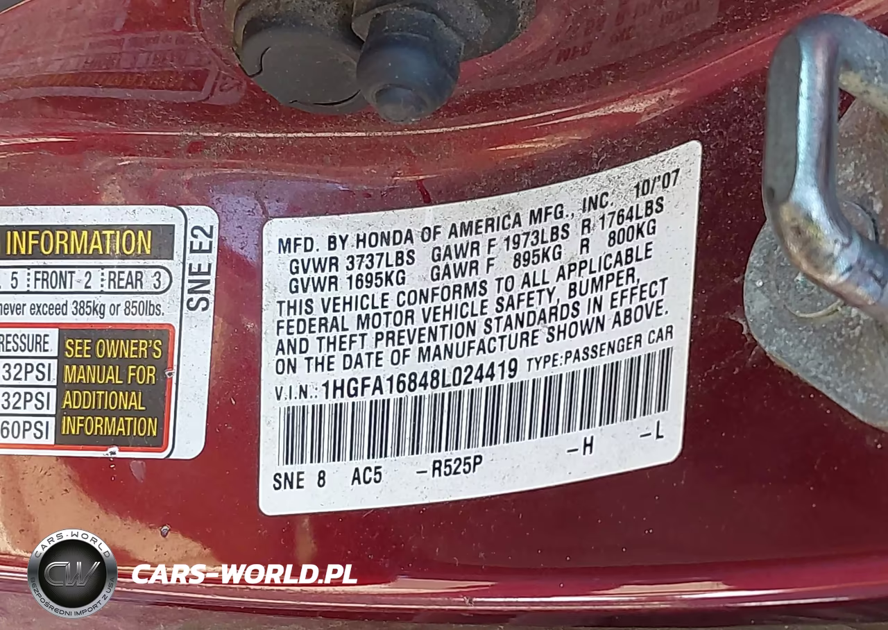 2008 Honda Civic Ex VIN:1HGFA16848L024419 - 9