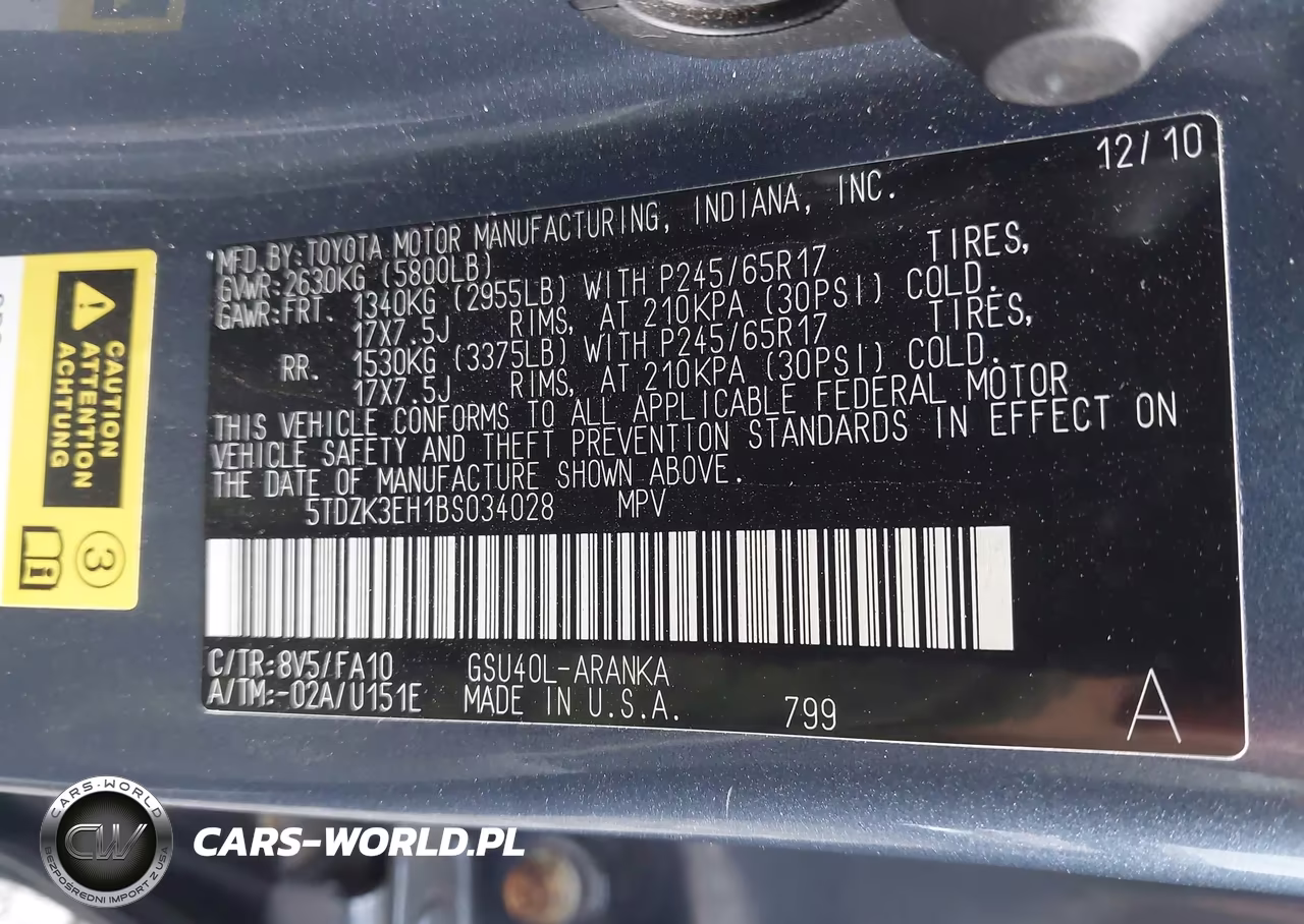 2011 Toyota Highlander Base V6 VIN:5TDZK3EH1BS034028 - 9