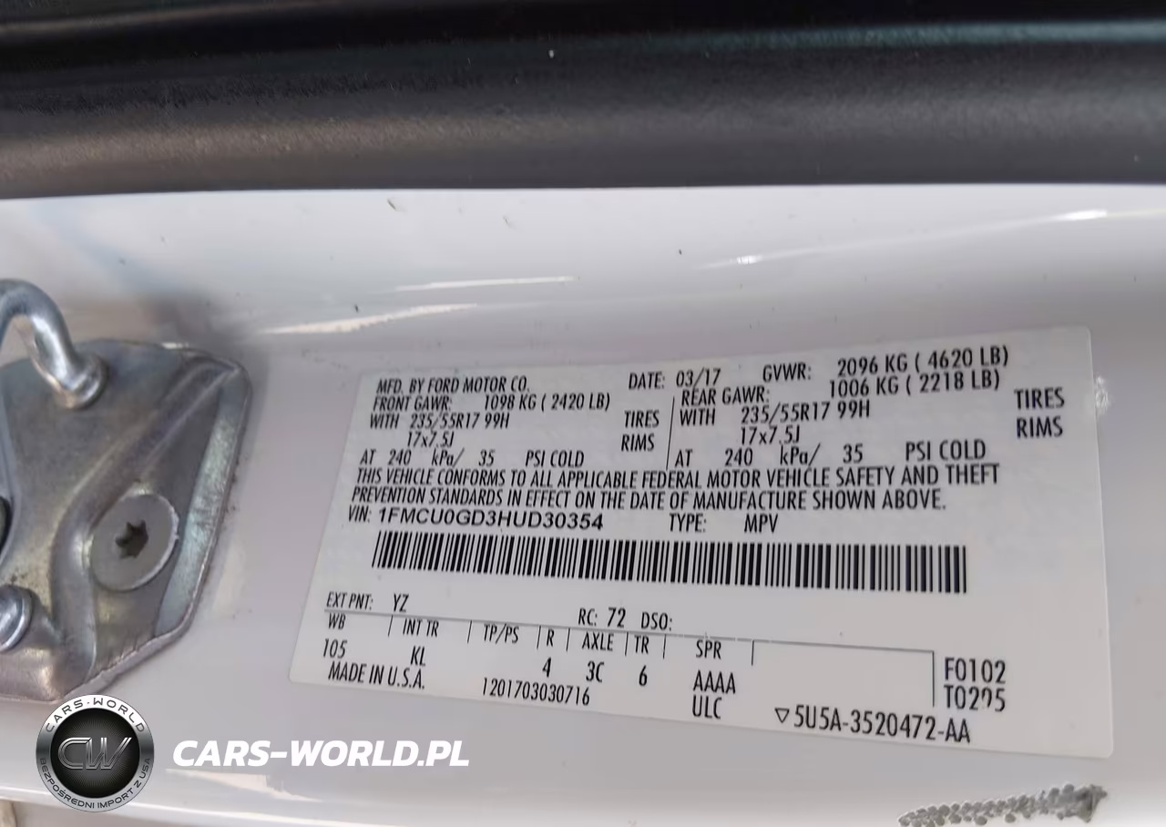 2017 Ford Escape Se VIN:1FMCU0GD3HUD30354 - 9