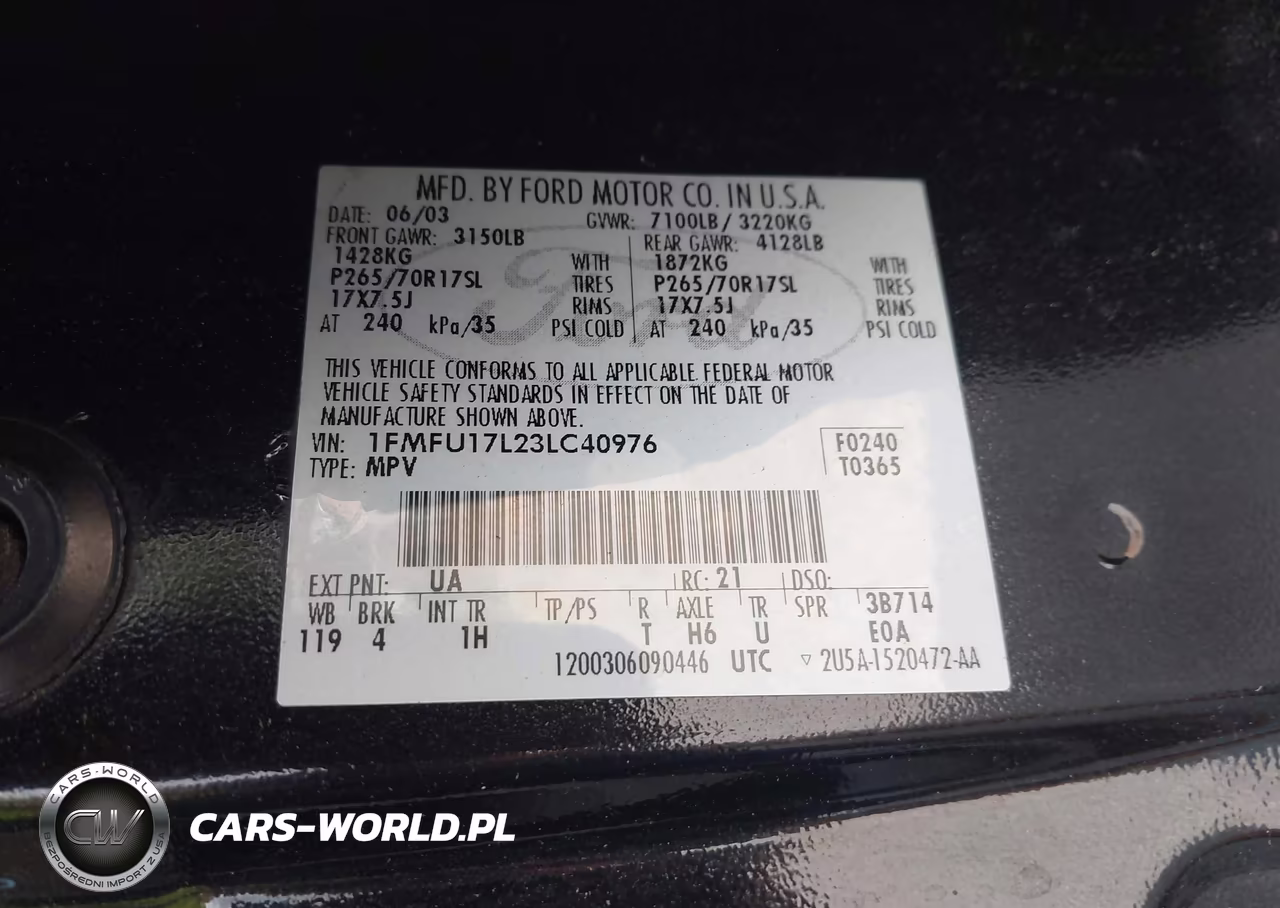 2003 Ford Expedition Eddie Bauer VIN:1FMFU17L23LC40976 - 9