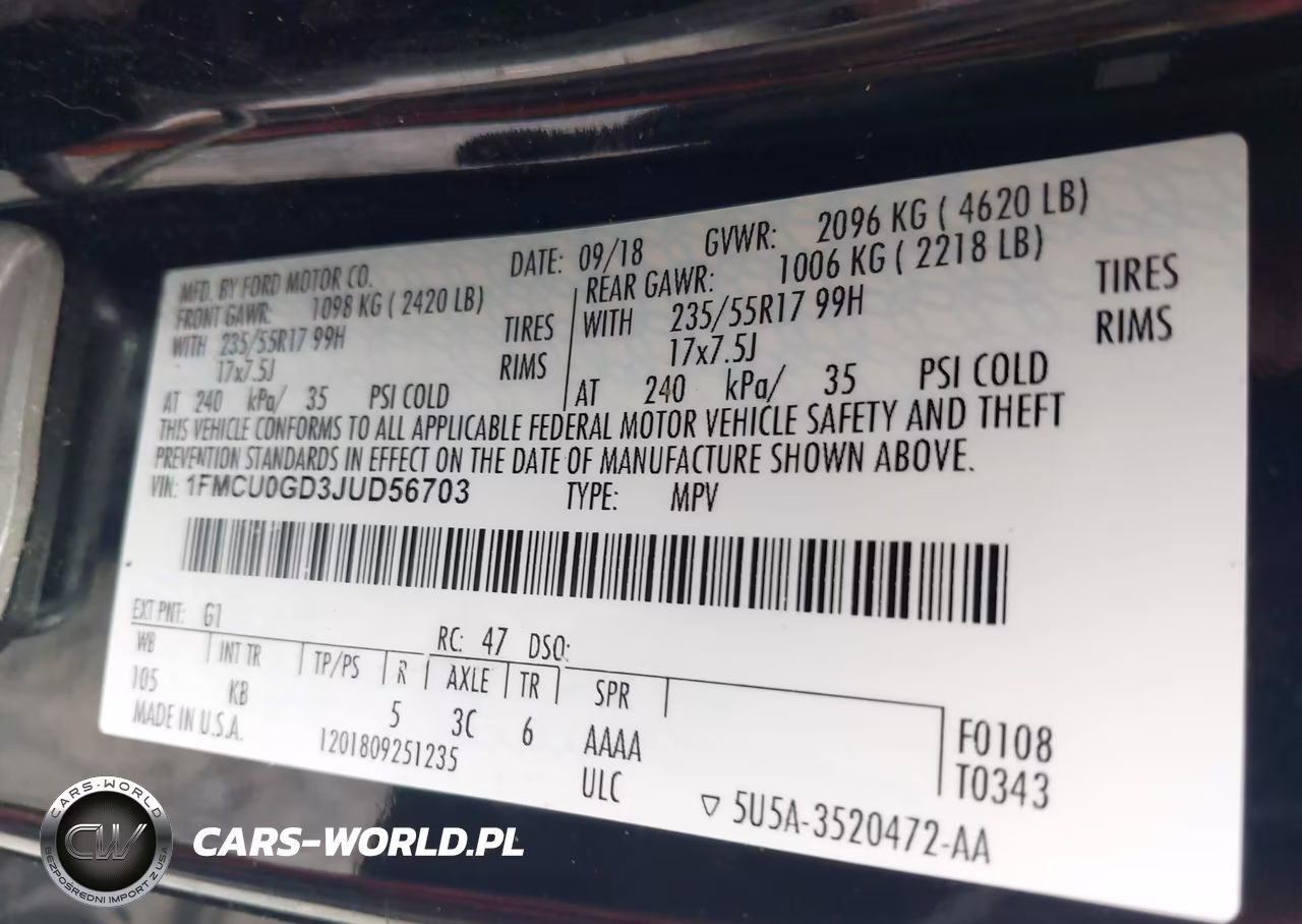 2018 Ford Escape Se VIN:1FMCU0GD3JUD56703 - 9