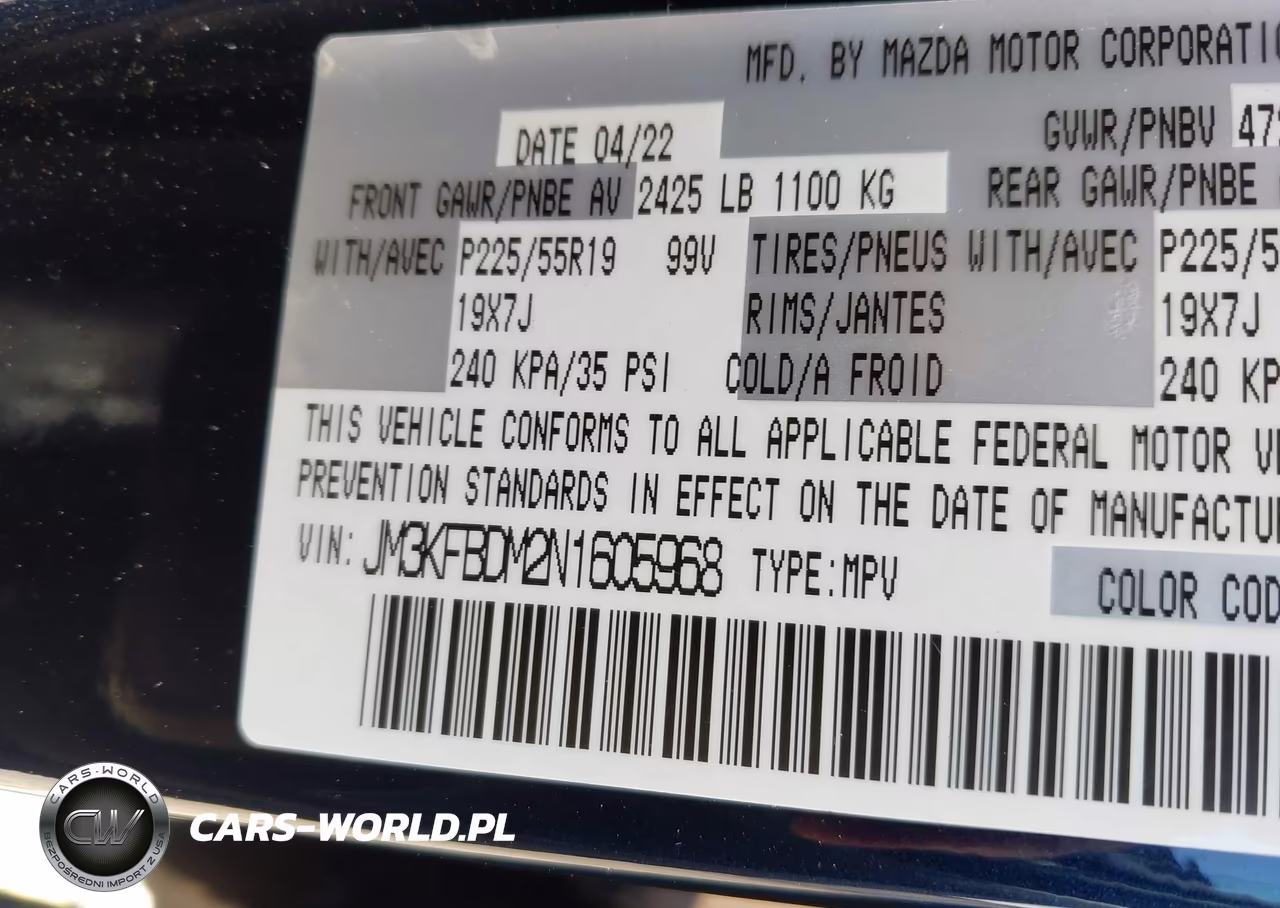 2022 Mazda Cx-5 2.5 S Premium VIN:JM3KFBDM2N1605968 - 9
