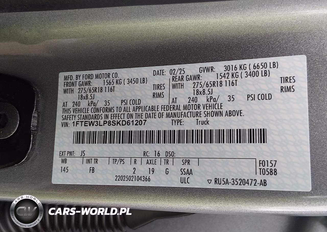 2025 Ford F-150 Xlt VIN:1FTEW3LP8SKD61207 - 9