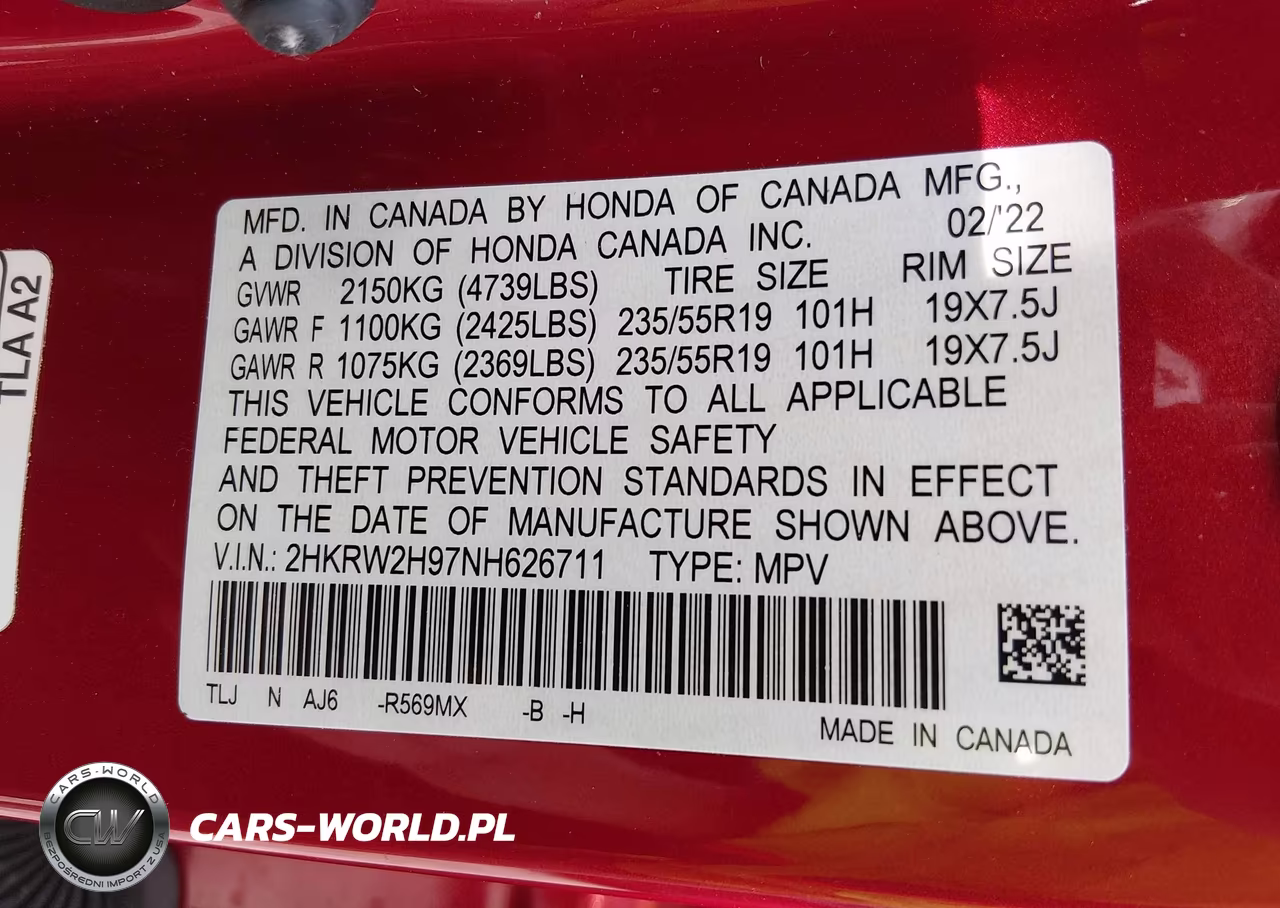 2022 Honda Cr-V Awd Touring VIN:2HKRW2H97NH626711 - 9