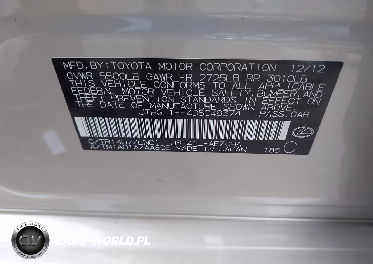 2013 Lexus Ls 460 L VIN:JTHGL1EF4D5048374 - 9