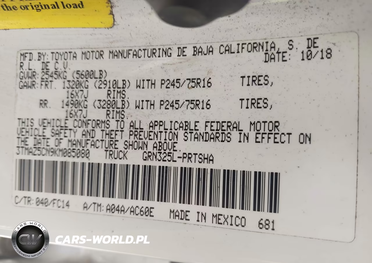 2019 Toyota Tacoma Sr5 V6 VIN:3TMAZ5CN9KM085080 - 9