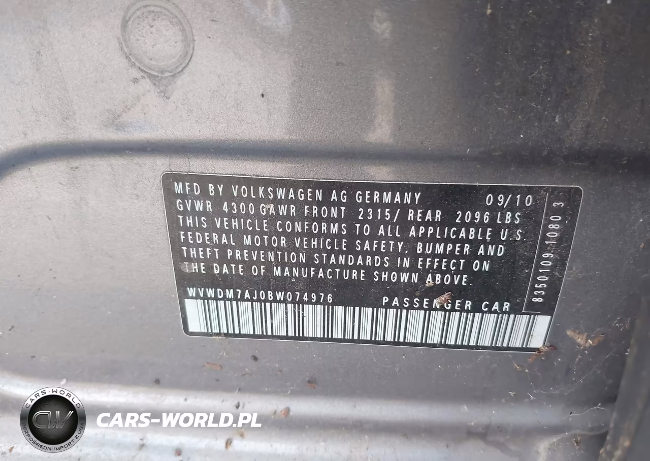 2011 Volkswagen Golf VIN:WVWDM7AJ0BW074976 - 9
