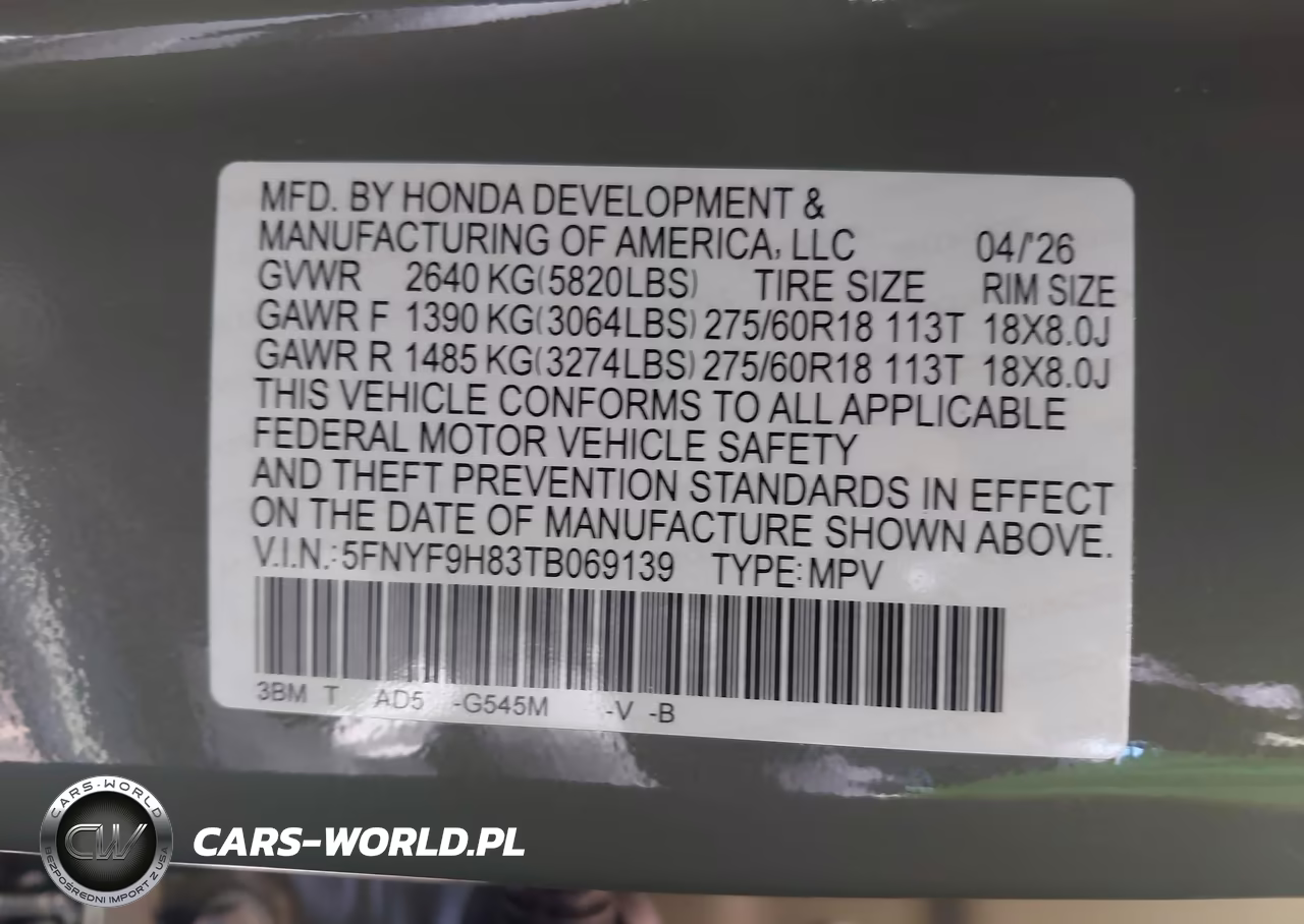 2026 Honda Passport VIN:5FNYF9H83TB069139 - 9