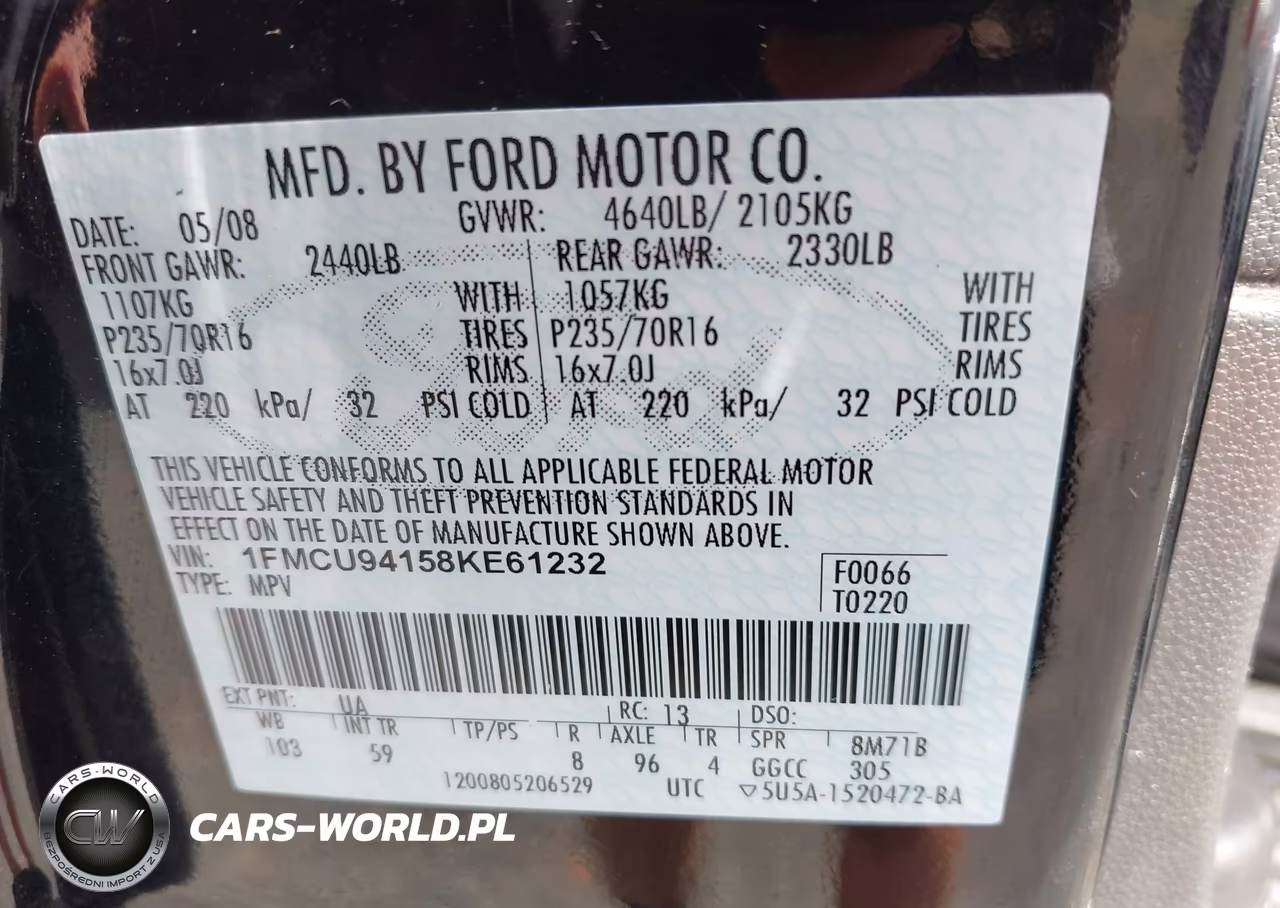 2008 Ford Escape Limited VIN:1FMCU94158KE61232 - 9