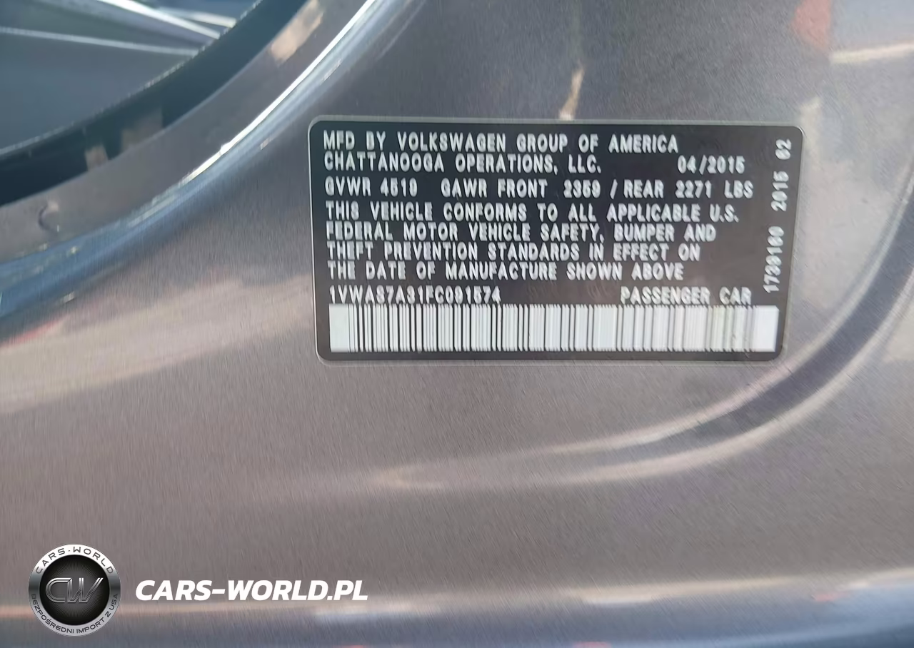 2015 Volkswagen Passat 1.8T Limited Edition VIN:1VWAS7A31FC091574 - 9