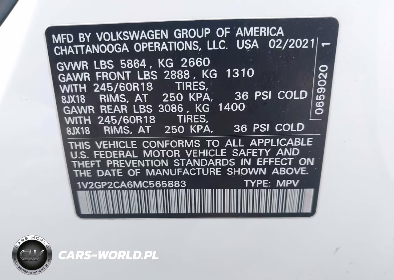 2021 Volkswagen Atlas 2.0T S VIN:1V2GP2CA6MC565883 - 9
