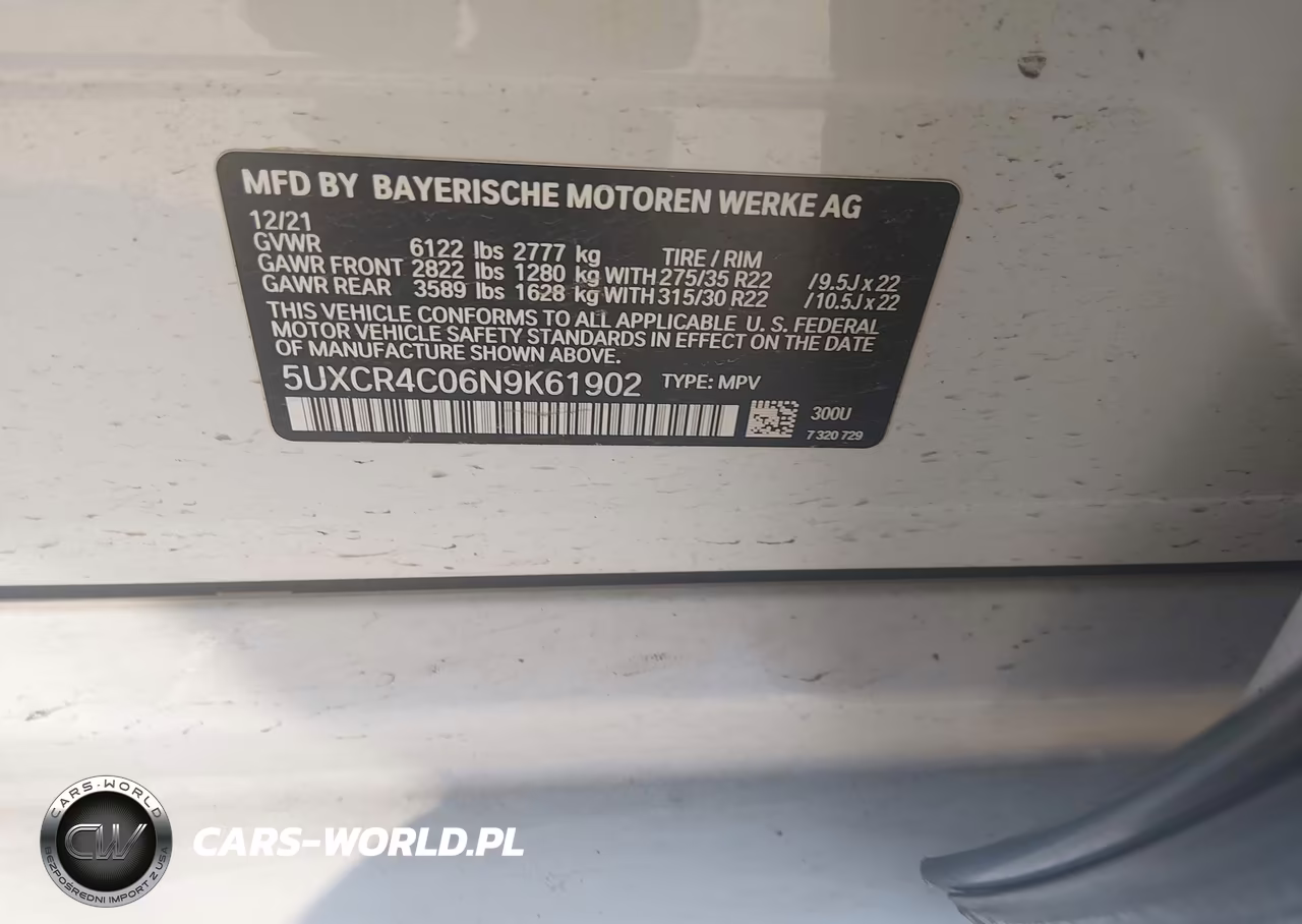2022 BMW X5 Sdrive40I VIN:5UXCR4C06N9K61902 - 9