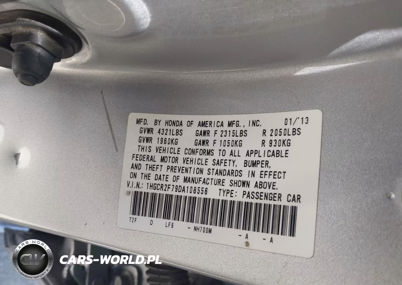 2013 Honda Accord Ex VIN:1HGCR2F79DA108556 - 9