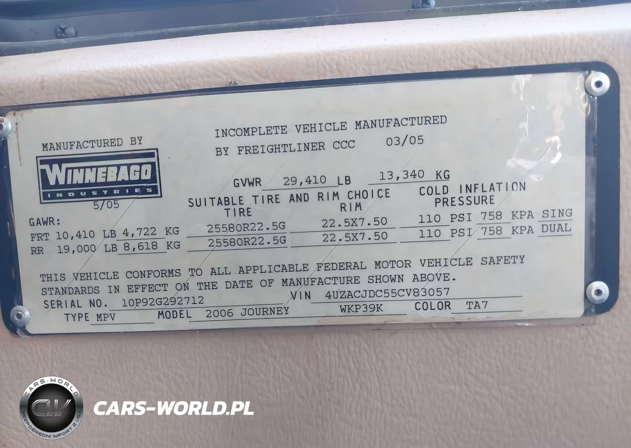 2005 Freightliner Chassis X Line Motor Home VIN:4UZACJDC55CV83057 - 9