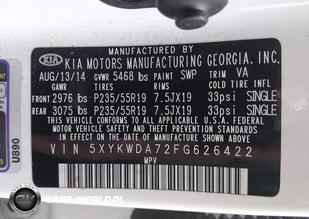 2015 Kia Sorento Limited V6 VIN:5XYKWDA72FG626422 - 9