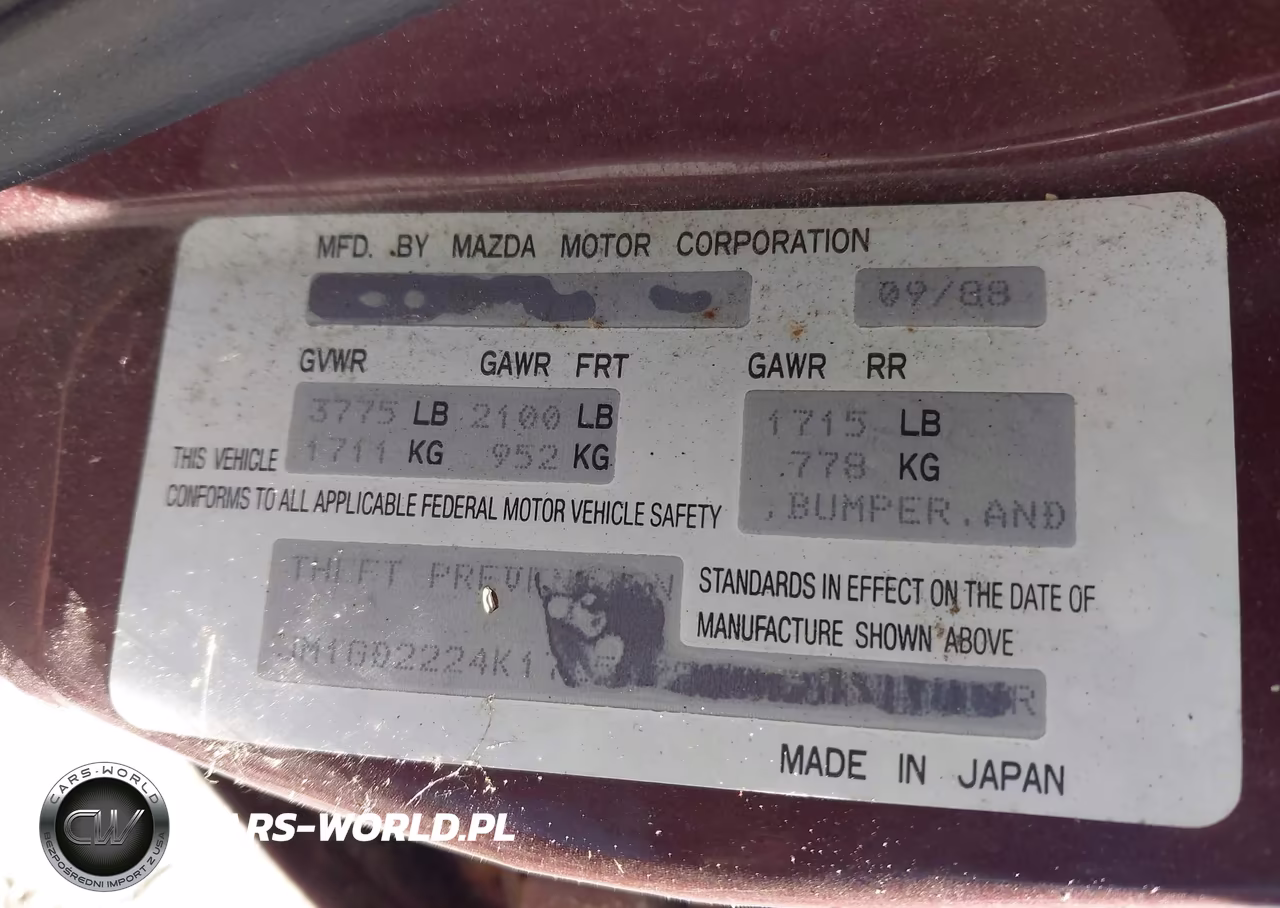 1989 Mazda 626 VIN:JM1GD2224K1725479 - 9