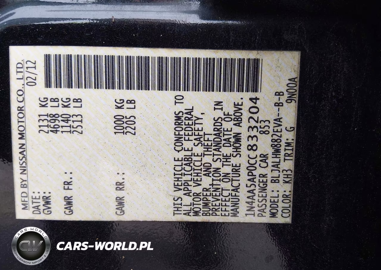 2012 Nissan Maxima 3.5 Sv VIN:1N4AA5AP0CC833204 - 9